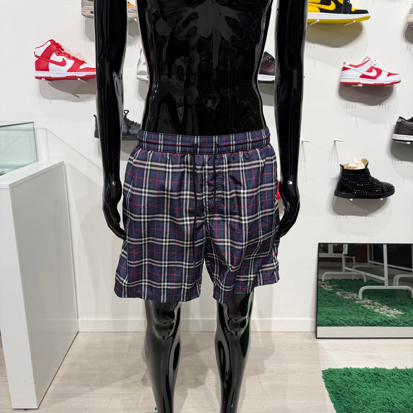 Burberry Navy Check Swim Shorts